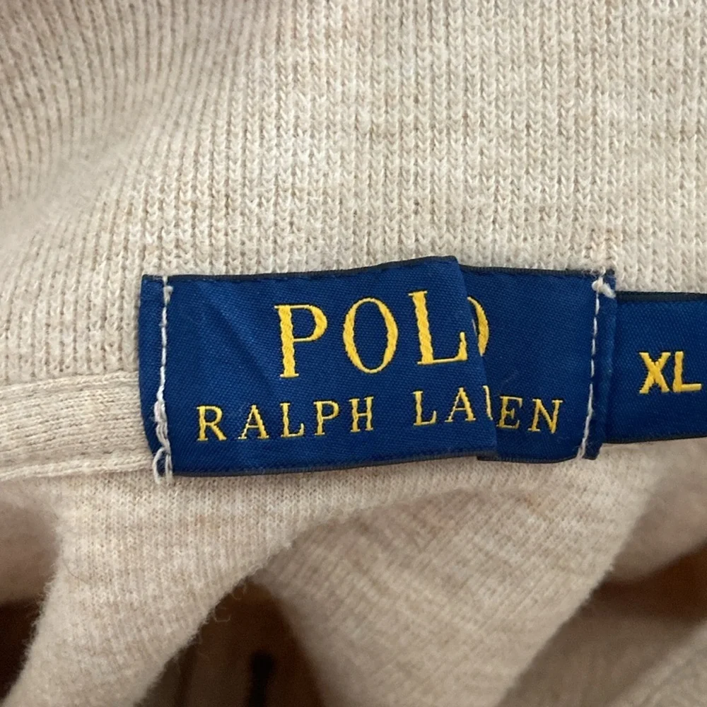 Polo Ralph Lauren Luxury Jersey Quarter-Zip Pullover Tuscan Beige Heather Sz XL